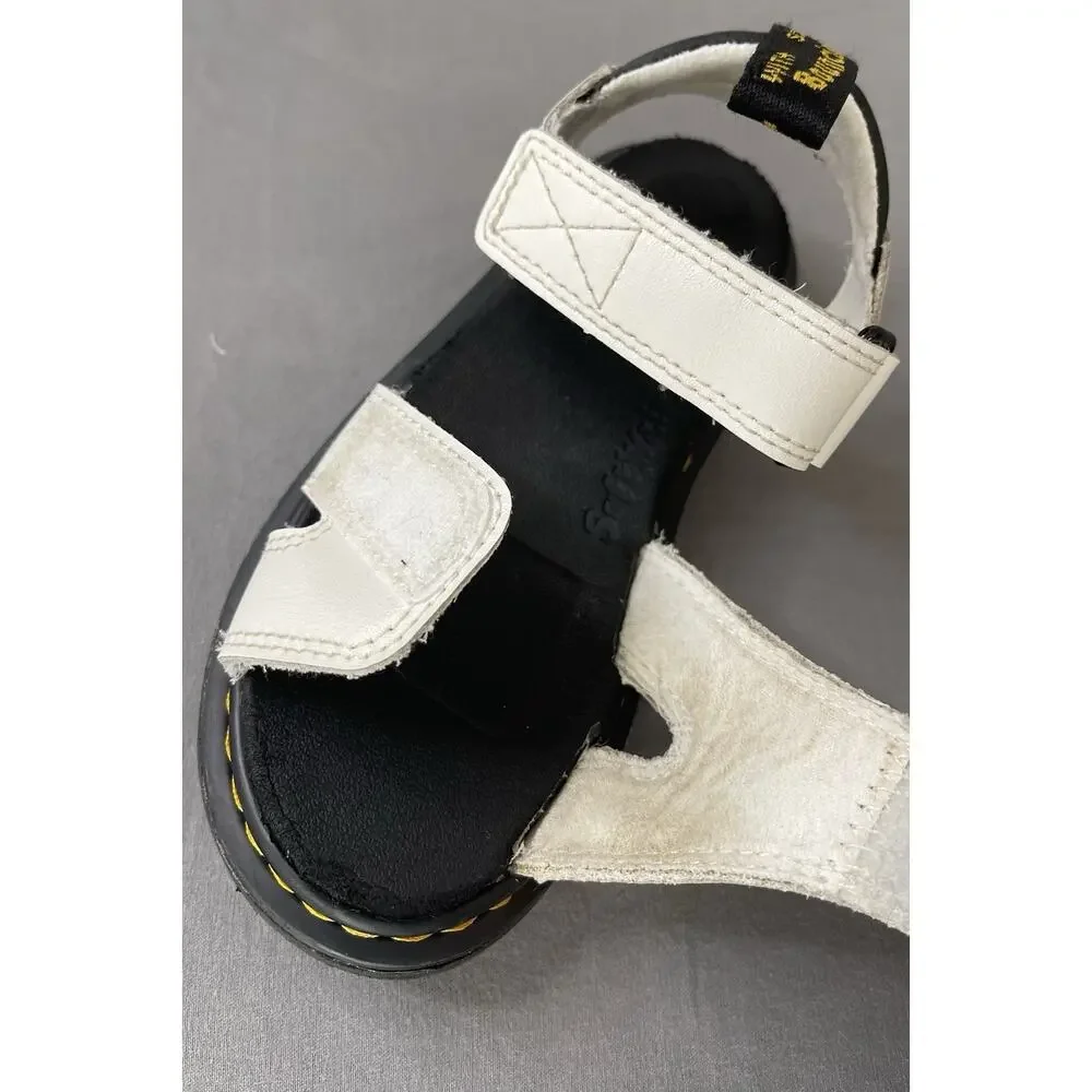 Dr. Martens Youth Size 12 White Leather Strap Sandals AirWair Great Condition